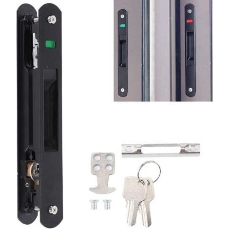 Serrure Porte Coulissante, Verrou de Porte, Verrou Baie Coulissante, Crochet de Fenêtre Verrou de Verrouillage Simple Double Face Pour Portes Mobiles (1/5)