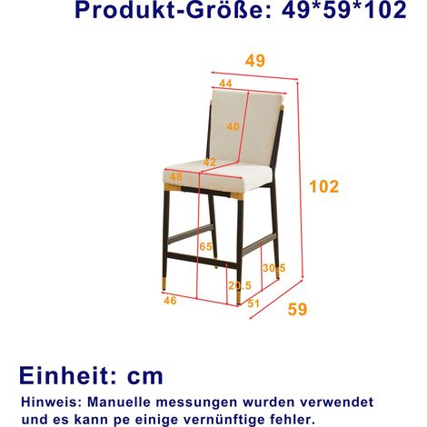 Lot de 2 tabourets de bar design scandinave, hauteur comptoir, piètement noir et doré avec repose-pieds, assise rembourrée en tissu crème, parfait pour cuisine ou comptoir. (1/5)