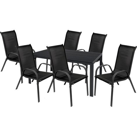 Gartengarnitur 7-teilig 150x90cm Anthrazit/schwarz/Anthrazit Polywood-M691892+6xMMC330880 (1/4)