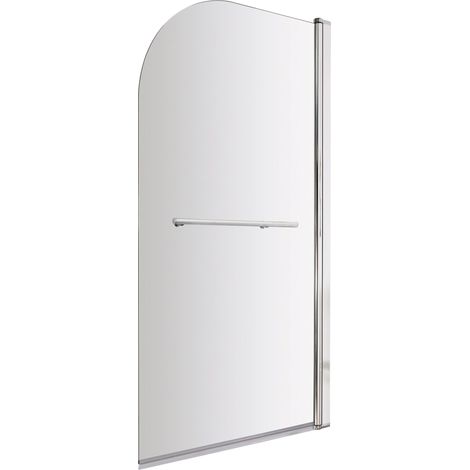 Chrome 6mm Toughened Safety Glass Reversible Shower Bath Screen with Towel Rail 1430 x 790mm
