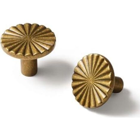 Lot de 5 boutons de meuble en bronze massif, ronds, pour tiroirs de commode ou de placard. Quincaillerie simple en alliage de zinc. (1/5)