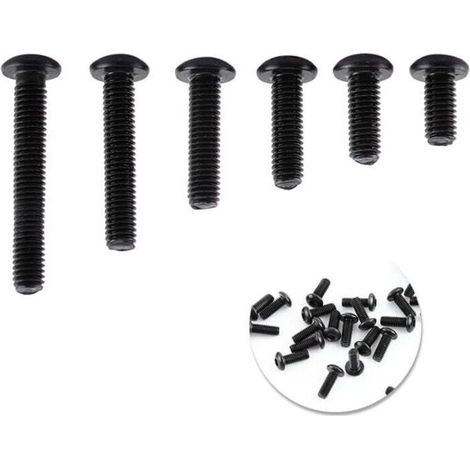 Assortiment de 250 vis à six pans creux M3 en acier allié noir avec écrous hexagonaux (tête bombée)-DOU