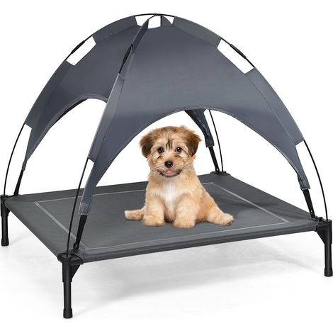 Cama elevada para perros con dosel extraible cama para mascotas 90 x 81 x 86 cm gris