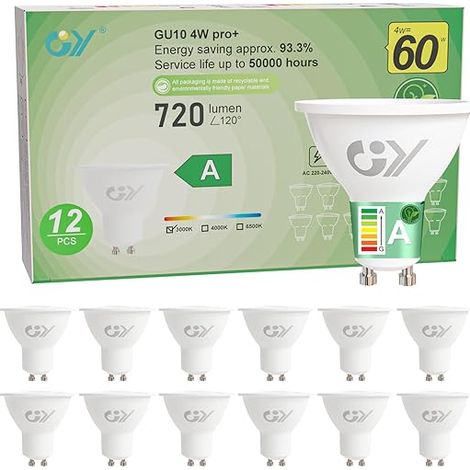 Ampoules LED GU10 4W 720LM 3000K Blanc Chaud Angle de Lumière 110° Ampoule Led Non-Dimmable (1/5)