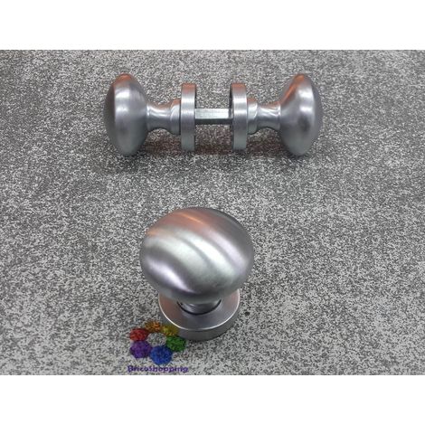 Coppia pomo maniglia pomolo girevole tondo porta portone acciaio cromo sat 55 mm