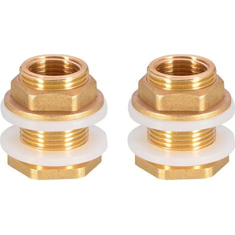 2 Pieces Dn20 3/4 Brass Water Tank Water Hose Fitting Adapter Faucet Rain Bucket Socket Brass Tank Socket for Faucet Rain Bucket Water Tank (1/5)