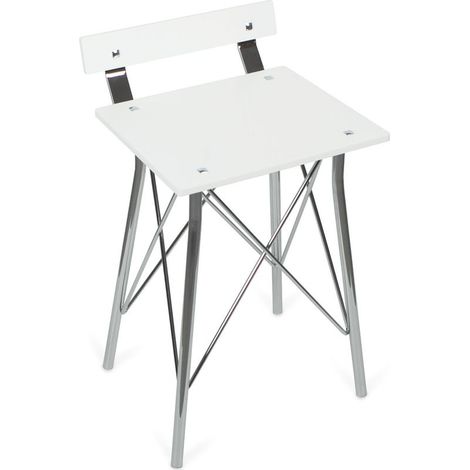 BELTRAN 1903 TABURETE Banqueta Cromo/Blanco con Respaldo Solid Surface Orleans - ref: 064-1903