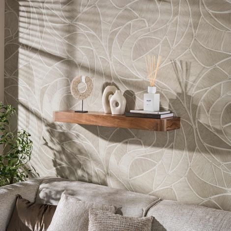 Etagère murale 100x25x8 cm en acacia brun foncé - KIRVE