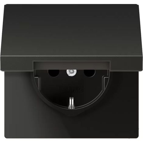 Jung SCHUKO Steckdose, 16 A 250 V , ohne Krallen, integrierter erhöhter Berührungsschutz, Klappdeckel, Aluminium lac (1/2)