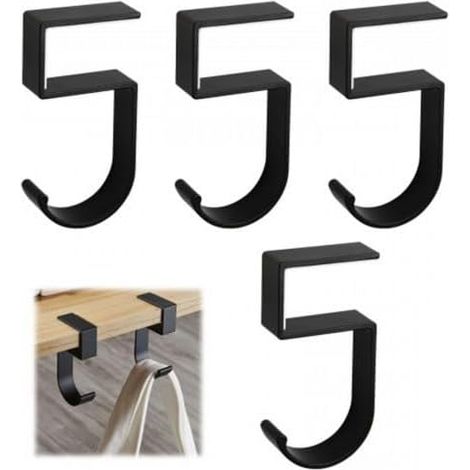 Stück Handtaschenhaken, tragbare Schreibtischhaken aus Aluminium, rutschfester Tischtaschenhalter, Handtaschenaufhänger aus Metall, Taschenhaken für Tisch, Restaurant, Büro (schwarz) (1/5)