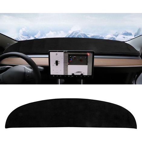 Housse de protection pour tableau de bord, tapis isolant thermique et de protection solaire pour console centrale, compatible avec Tesla Model 3/Y, noir (référence : M3-MA09L) (1/5)