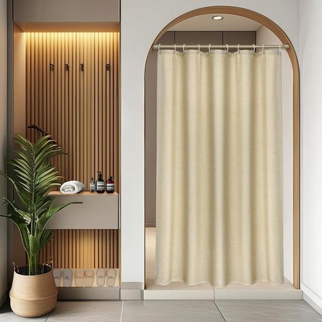 1 Rideau de douche,Texture lin,Imperméable,Polyester,Anti-moisissure,Salle de bain,Hôtel