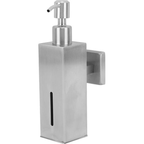 Seifenspender aus Edelstahl 304, rostfrei, nachfüllbar, mit Pumpflasche, für Küche und Bad, zur Wandmontage, quadratisch (1/5)