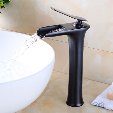 Nordischer Mischbatterie-Waschbeckenhahn aus massivem Messing, schwarz, hochwertige Badezimmerarmatur für Aufsatz- oder Einbauwaschbecken, elegantes und langlebiges Design-lsw