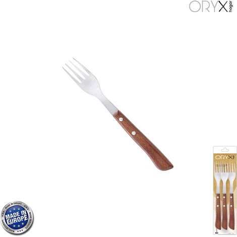 Montana Fourchette à Steak Acier Inoxydable 9 cm. Manche en bois (Blister 3 pièces) (1/5)