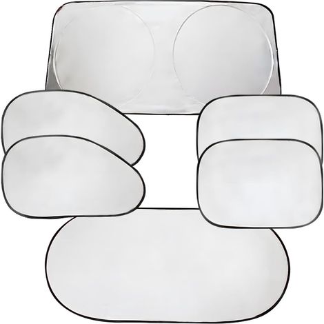 Juego de 6 piezas, parasoles para coche, protección solar total, para ventanas laterales delanteras y traseras, protección UV, color plata. (1/5)