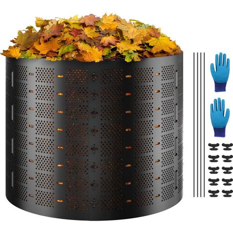 Composteur de Jardin Bac à Compost Extensible VEVOR 1000 L PEHD Noir Ø 106,68 x 90 cm avec Ventilation (1/5)