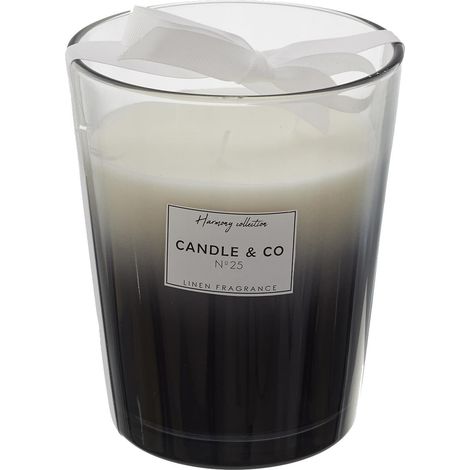Bougie Parfumée 3 mèches Vase Noir Senteur Linge Frais H16cm (1/4)