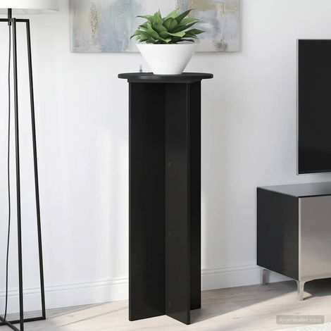 Lot de 2 Supports de Plante en Bois d'Ingénierie Noir Ø40 x 100 cm Porte-Plantes Intérieur - PANGIVO (1/5)