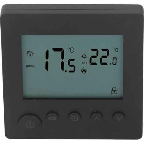 Thermostat intelligent 4500W, contrôle par bouton pour chauffe-eau, pour maison, bureau, marché, hôtel, AC 90V à 240V, noir (1/5)