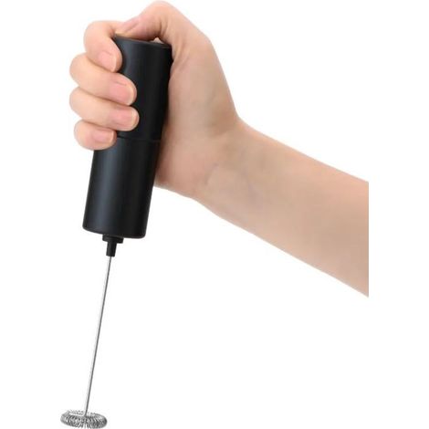 Mousseur à lait électrique - noir - Sans fil sur piles - Sans prise - Mousseur à lait manuel - Mini mixeur pour café - Pratique au camping (1/5)