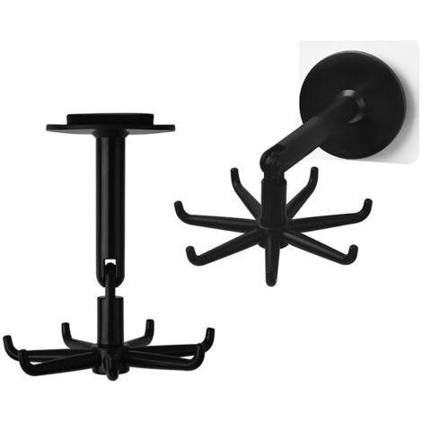 360° Rotatable Kitchen Utensil Holder, 2 Pieces 360° Rotatable Adhesive Hook, Kitchen Utensil Holder with 7 Hooks, for Kitchen, Bath, Office (1/4)