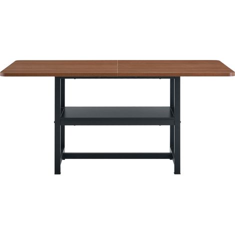 Mesa de comedor rectangular industrial 160x90x76 cm, nogal, 4-6 plazas (1/5)