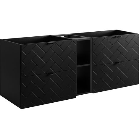 Mobile da bagno, Nero Opaco, 140 x 57 x 46 cm, Maniglie Nere (1/4)