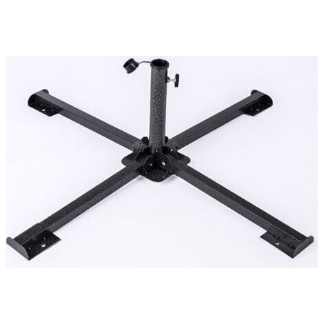 Pied Pliable pour Parasol de Terrasse Extérieur Ø84X35 cm, Acier pour Mât de 38 à 50 mm, Support Parasol de Jardin, Pied de Parasol, Résistant, Léger, Compact et Facile à Placer