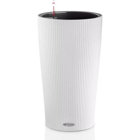 LECHUZA Pot de fleurs - Cilindro color 23 - Ø 23 x 41 cm - 6 L - Kit complet - Blanc (1/4)