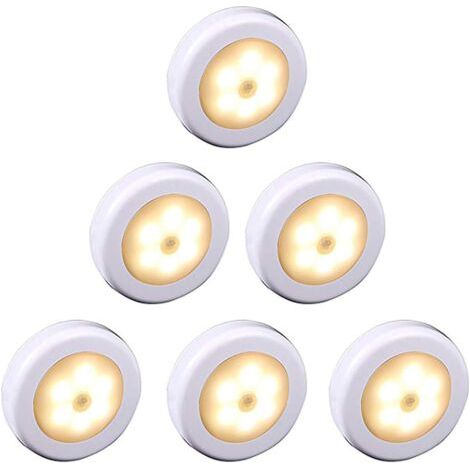 Kabelloses LED-Licht mit Bewegungsmelder für Schrank, Treppe, Flur, Küche, Schlafzimmer (6 Stück) (weißes Gehäuse (warmes Licht)) (1/5)