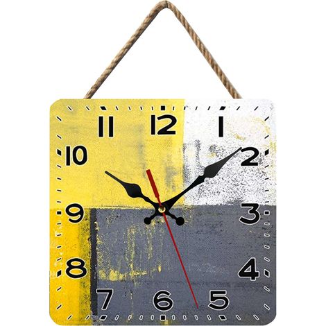 Horloge Murale Bois Carrée - 25 cm - Style Rétro Pastoral - Pour Cuisine Salon Bureau Chambre - 1 Pièce (1/5)
