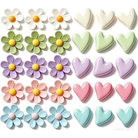 Set mit 30 niedlichen 3D-Magneten in Herz- und Blumenform für Kühlschrank, Magnettafel, Whiteboard - MMCD-ZGL-05161 (1/5)