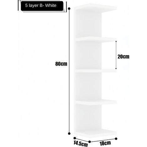 Étagère murale flottante blanche type B à 5 niveaux sans perçage, rangement vertical minimaliste pour salon, chambre, cuisine et bureau (1/5)