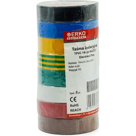 Nastro isolante grande 19mm 20m MIX 8pz ERKO (1/5)