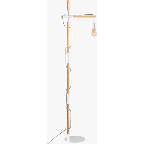 Barcelona Led – Lampe sur pied en bois naturel – Aluminium – Culot E27 – 410 x 1640 mm – Voltage 220-240V – Indice de protection IP20 (1/5)