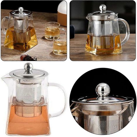 Théière en verre résistant à la chaleur avec filtre et infuseur en acier inoxydable, 350 ml (chinuk) (1/4)