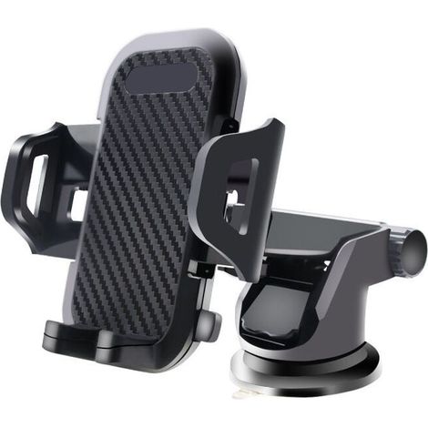 Support téléphonique voiture ventouse rétractable + support aérateur lavable, noir, universel pour smartphones jusqu’à 6,8″ (1/5)