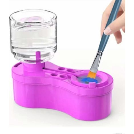 Outil de nettoyage de pinceaux multifonctionnel violet avec porte-pinceaux à 4 trous (1/4)