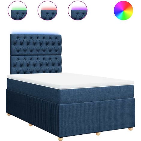 Maison Exclusive - Sommier à lattes de lit avec matelas bleu 120x190 cm tissu (1/5)