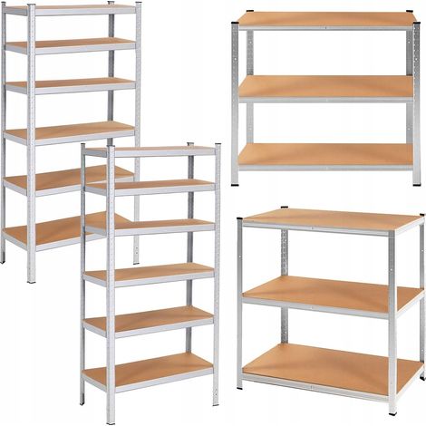 2x SCAFFALE DA MAGAZZINO 225x110x50 cm FORTE metallico GARAGE 6 MENSOLE 900kg (1/5)