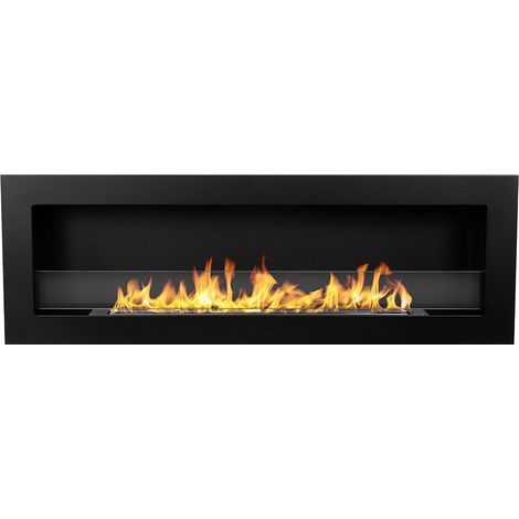 Camino a bioetanolo da incasso parete biocamino 120x40 LIVORNO 120 Nero