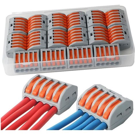 Connecteurs électriques 16 pièces, Bornes de Connexion Automatique, Rapide Connecteur de Fil de Câble, Connecteurs de Fils Compacts, PCT-215 (5 ports)