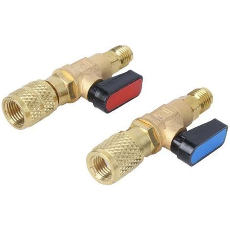 PA AIPERQ Ej.Life Vanne réfrigérante climatisation tuyau de charge adaptateur vanne à boisseau sphérique pour R22 R410A (1/4)