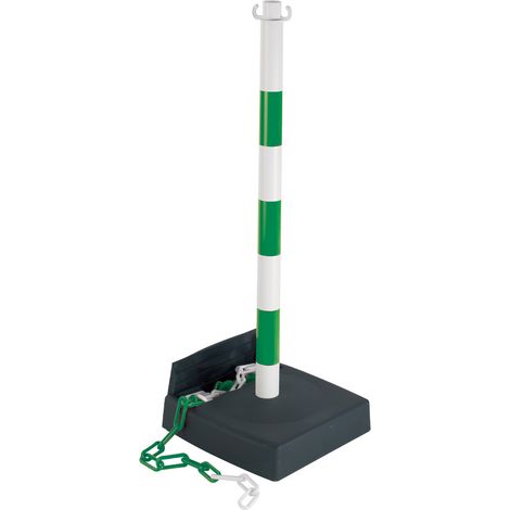 Poteau PVC Vert/Blanc avec réserve de chaîne sur socle lesté 6kg - 2002387 (1/2)