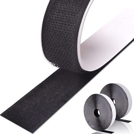 Ruban Velcro Auto-Adhésif 3M Extra Fort, Adhésif Double Face avec Velcro 20mm de Large Adhésif Adhésif Bande Velcro et Bande à Crochet (Noir) (1/4)