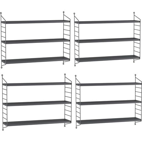 Juego de 4 estantes de acero para pared 50 x 60 x 15 cm gris oscuro 030009876 (1/5)