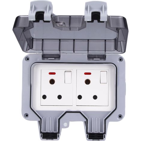 Prise Étanche IP66 avec Interrupteurs et Voyants Lumineux, Boîtier de Protection pour Extérieur - Lot de 2, Résistant aux Intempéries (1/5)