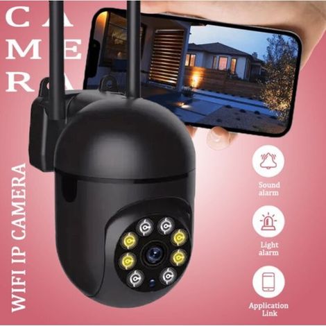 Telecamera di sicurezza - Nera - Telecamera di sorveglianza - Wi-Fi - Per interni o capannoni - 360° - Full HD - Visione notturna - Scheda SD o Cloud (non inclusa) - Alimentata tramite USB - Installaz