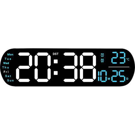 Grande horloge murale numérique, réveil LED avec grand écran et fonction lumière respirante/date/jour/température/minuteur pour la maison, la chambre, la cuisine, la salle de sport et le bureau (1/5)